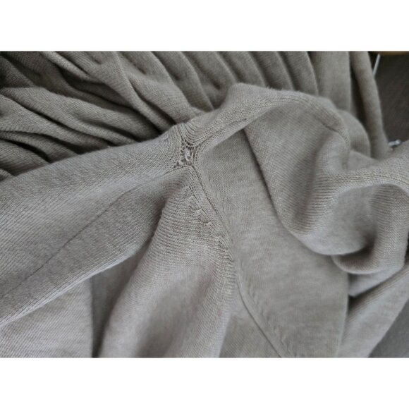 Line Open Front Cardigan Sweater Beige Ruffle Trim Long Sleeve Casual - Picture 15 of 16